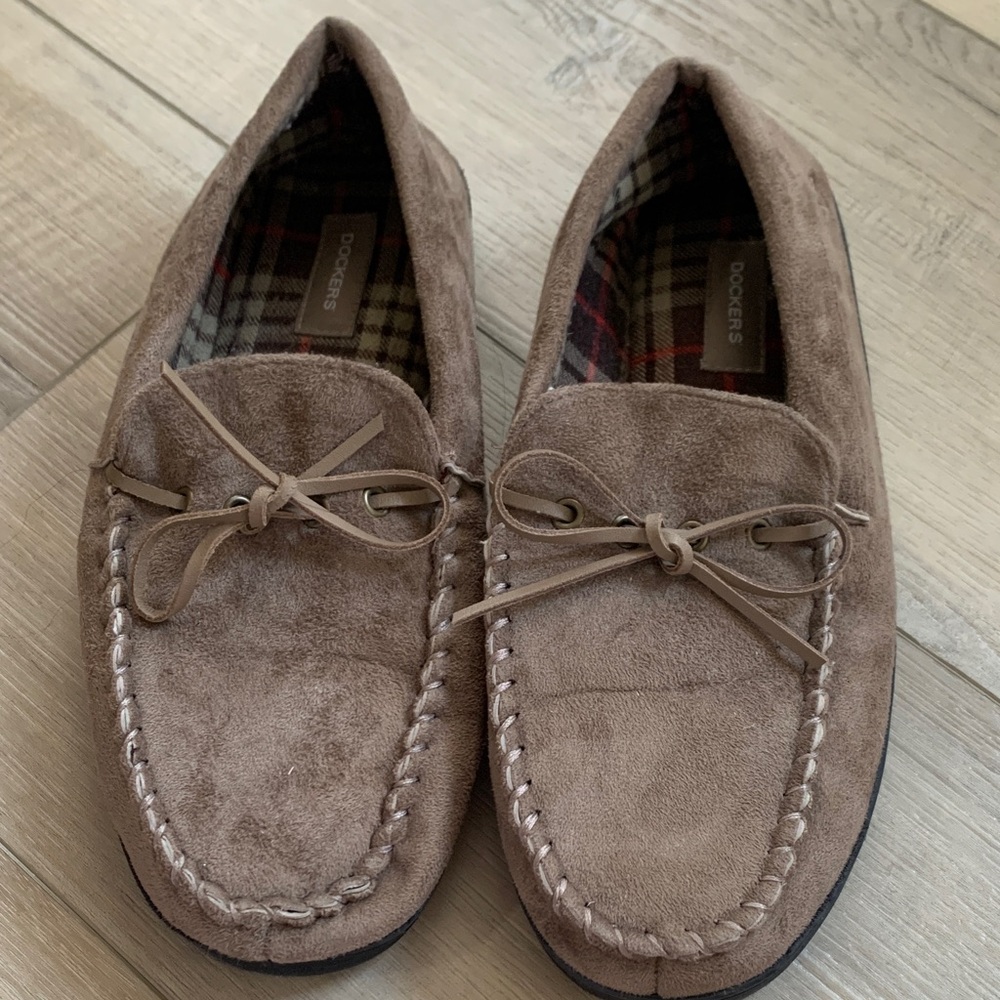Dockers Men's Tan Suede Slip-On Loafers Size L (9.5 -10.5)